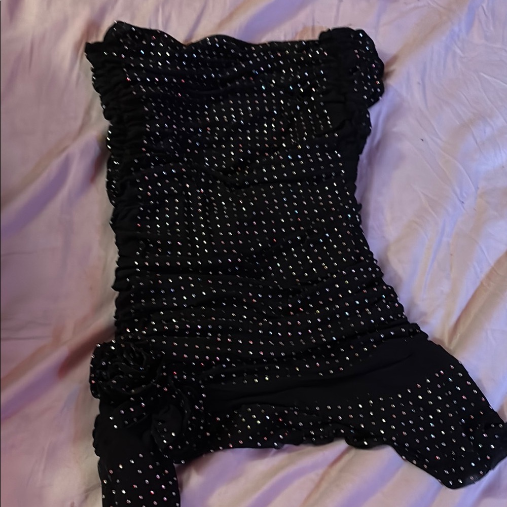 Forever 21 Black Strapless Ruched Mini Dress